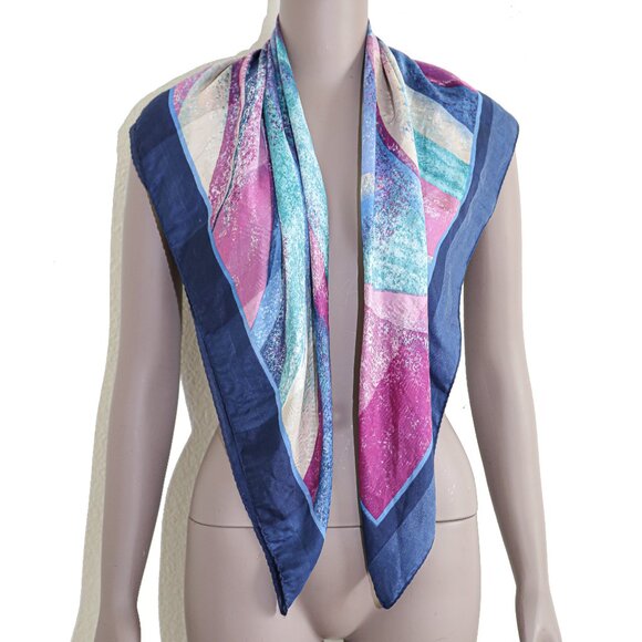 Vintage 80s Print Scarf Retro Abstract Pattern Boho Chic Wrap Summer Shawl Top - Picture 2 of 6